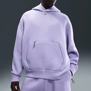 Nike Tech Oversized Fit Fleece Hoodie Purple Mens Size Large Pullover Zip-Pocket